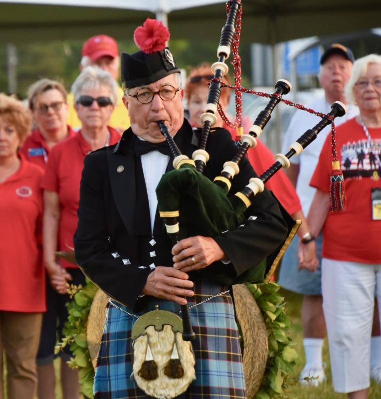 Lani Spahr plays “Amazing Grace” during the May 19 sunset ceremony, an event that took place each night.